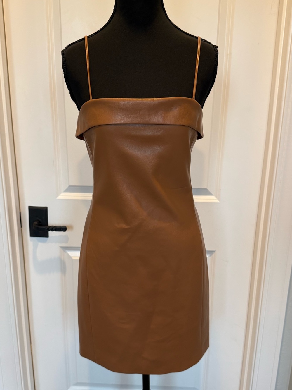 Alice + Olivia Brown Faux Leather Mini Dress